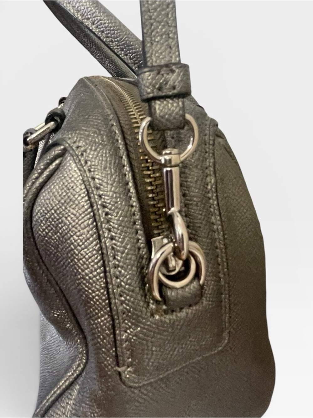 Coach Mini Bennett Satchel / Crossbody – Gunmetal Metallic Leather - Picture 5 of 13